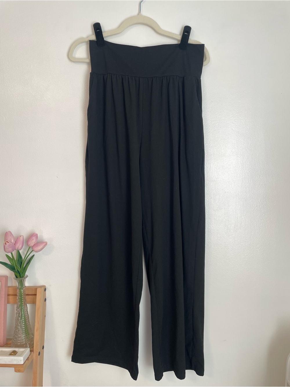 Gracyoga black wide leg flowy yoga pants with pockets size large